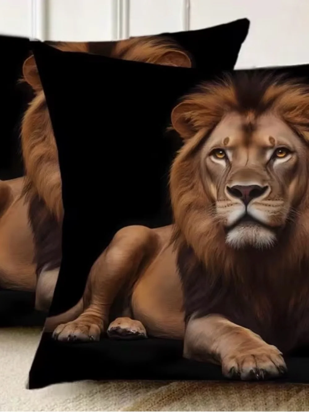 Lot of 2 lion throw pillows new